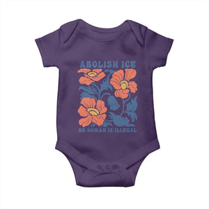 Retro Floral Protest Abolish Ice Baby Onesie No Human is Illegal Peaceful Pro-Immigrant TS02 Purple Print Your Wear
