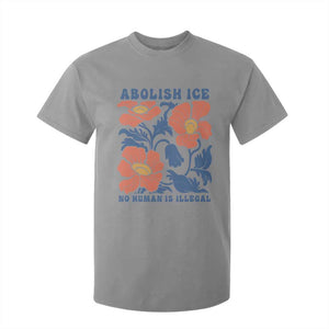 Retro Floral Protest Abolish Ice T Shirt For Kid No Human is Illegal Peaceful Pro-Immigrant TS02 Sport Gray Print Your Wear