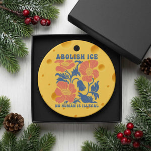 Retro Floral Protest Abolish Ice Ceramic Ornament No Human is Illegal Peaceful Pro-Immigrant TS02 1pc Yellow Cheese Print Your Wear
