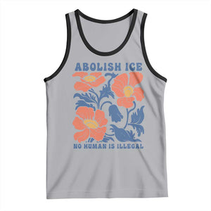 Retro Floral Protest Abolish Ice Tank Top No Human is Illegal Peaceful Pro-Immigrant TS02 Athletic Heather Black Print Your Wear