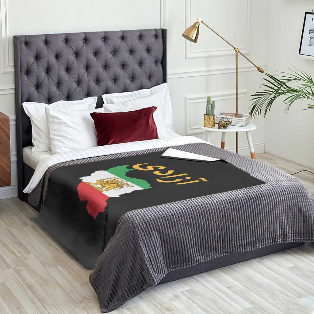 Freedom Iran Sun and Lion Flag Throw Blanket Free Iranian Revolution 2026 TS02 Print Your Wear