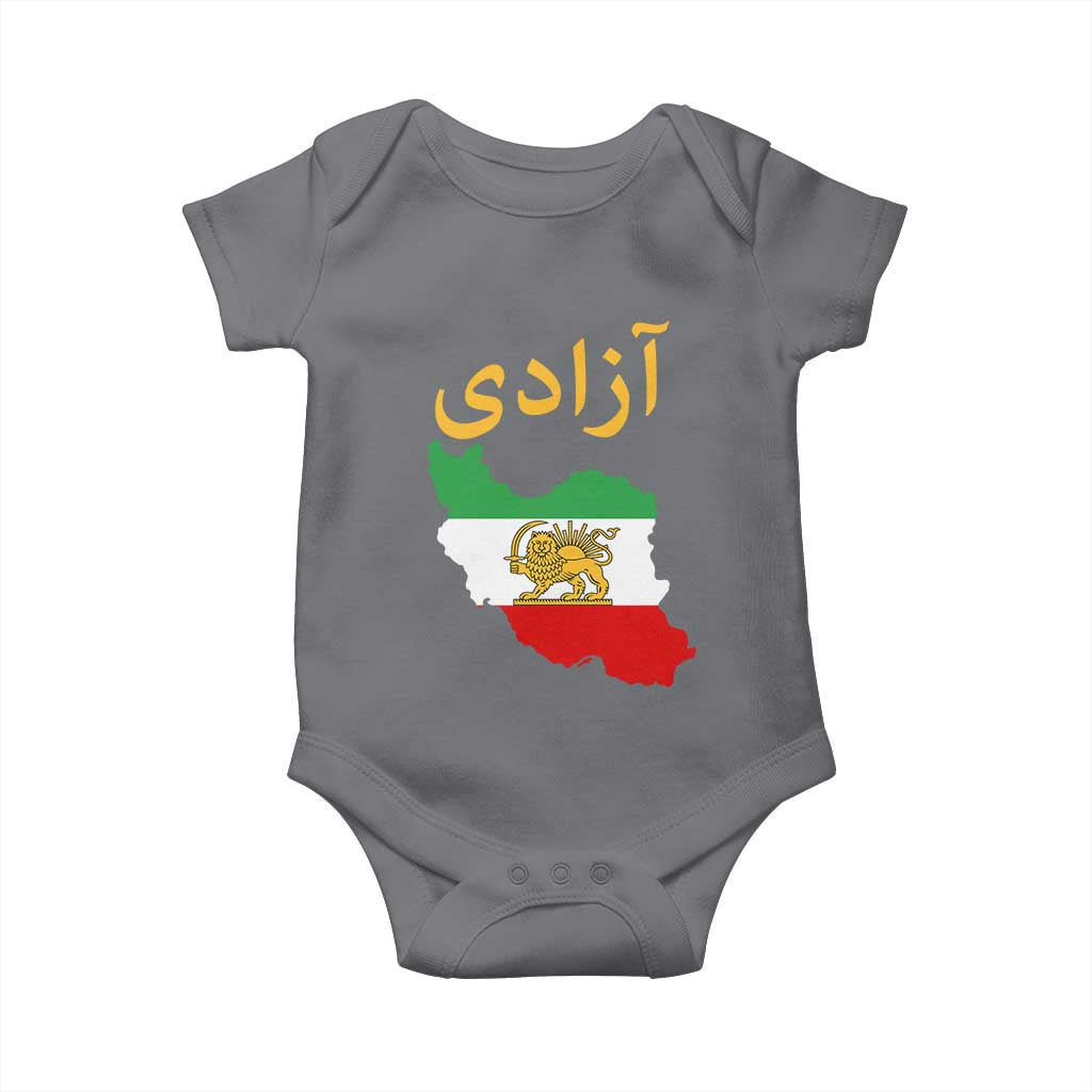Freedom Iran Sun and Lion Flag Baby Onesie Free Iranian Revolution 2026 TS02 Charcoal Print Your Wear