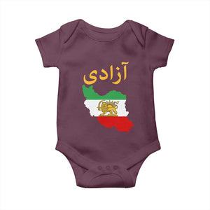 Freedom Iran Sun and Lion Flag Baby Onesie Free Iranian Revolution 2026 TS02 Maroon Print Your Wear