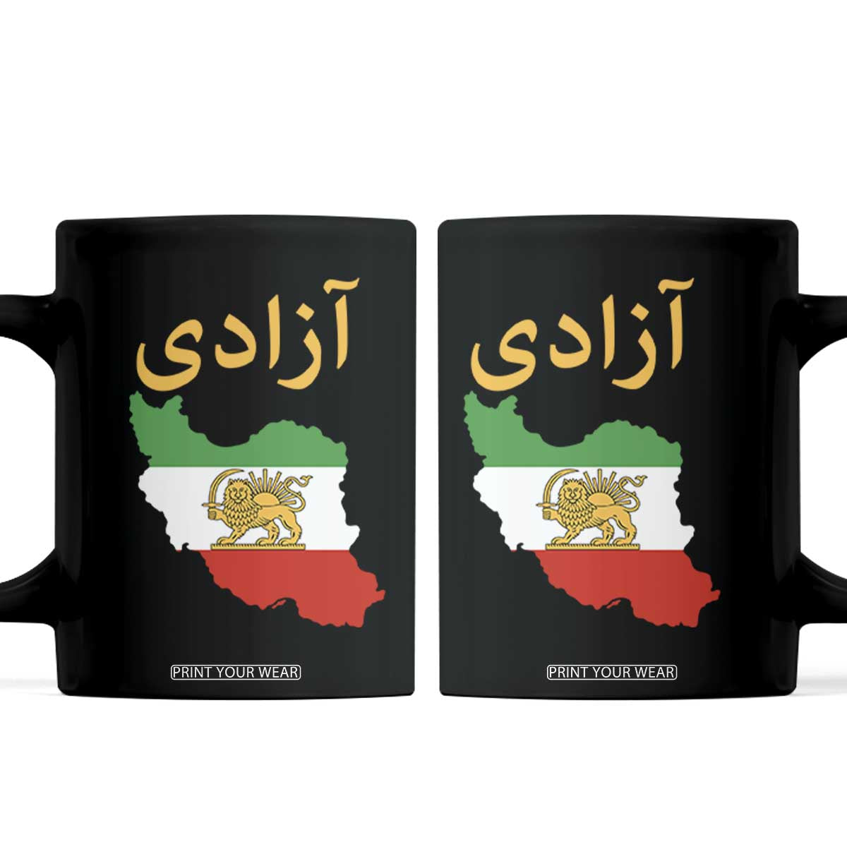 Freedom Iran Sun and Lion Flag Coffee Mug Free Iranian Revolution 2026 TS02 Black Print Your Wear
