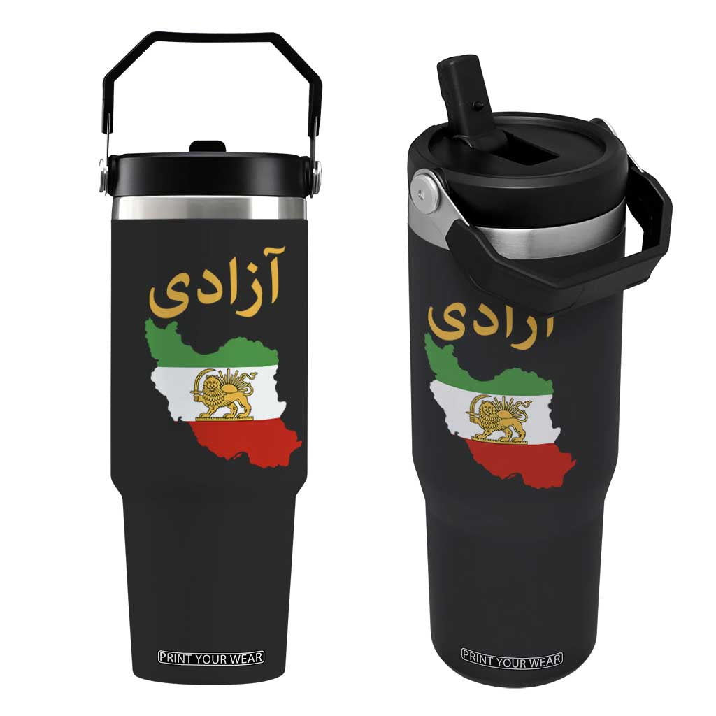 Freedom Iran Sun and Lion Flag Flip Straw Tumbler Free Iranian Revolution 2026 TS02 One Size: 30 oz Black Print Your Wear