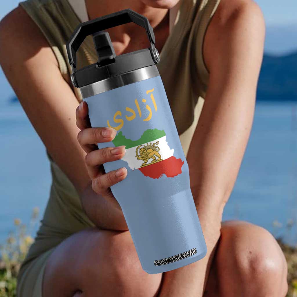 Freedom Iran Sun and Lion Flag Flip Straw Tumbler Free Iranian Revolution 2026 TS02 One Size: 30 oz Light Blue Print Your Wear