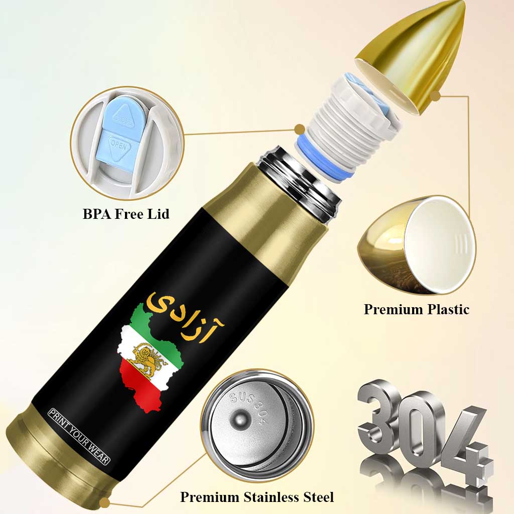 Freedom Iran Sun and Lion Flag Bullet Tumbler Free Iranian Revolution 2026 TS02 Print Your Wear