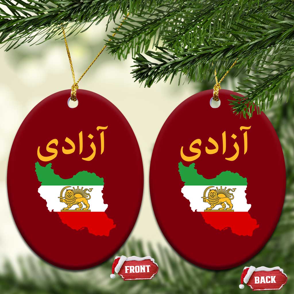 Freedom Iran Sun and Lion Flag Ceramic Ornament Free Iranian Revolution 2026 TS02 Print Your Wear