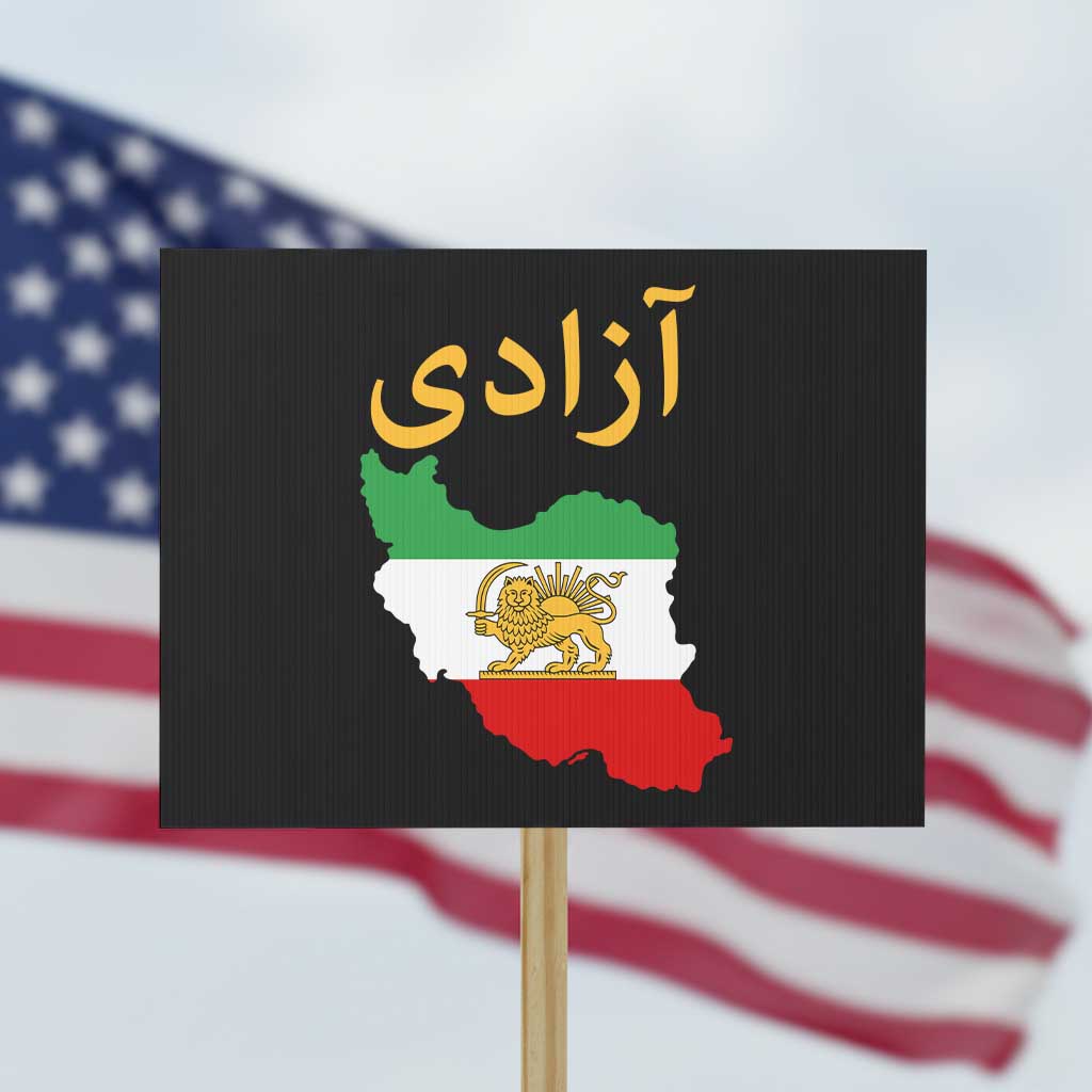 Freedom Iran Sun and Lion Flag Protest Sign Free Iranian Revolution 2026 TS02 Horizontal 18