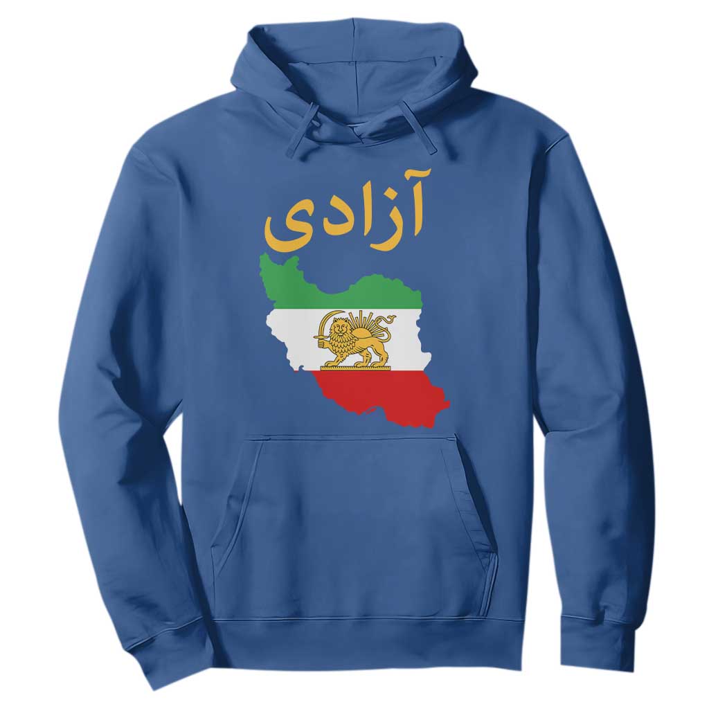Freedom Iran Sun and Lion Flag Hoodie Free Iranian Revolution 2026 TS02 Royal Blue Print Your Wear