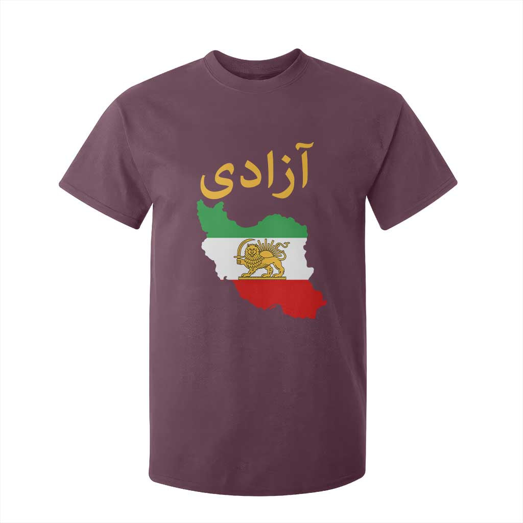 Freedom Iran Sun and Lion Flag T Shirt For Kid Free Iranian Revolution 2026 TS02 Maroon Print Your Wear