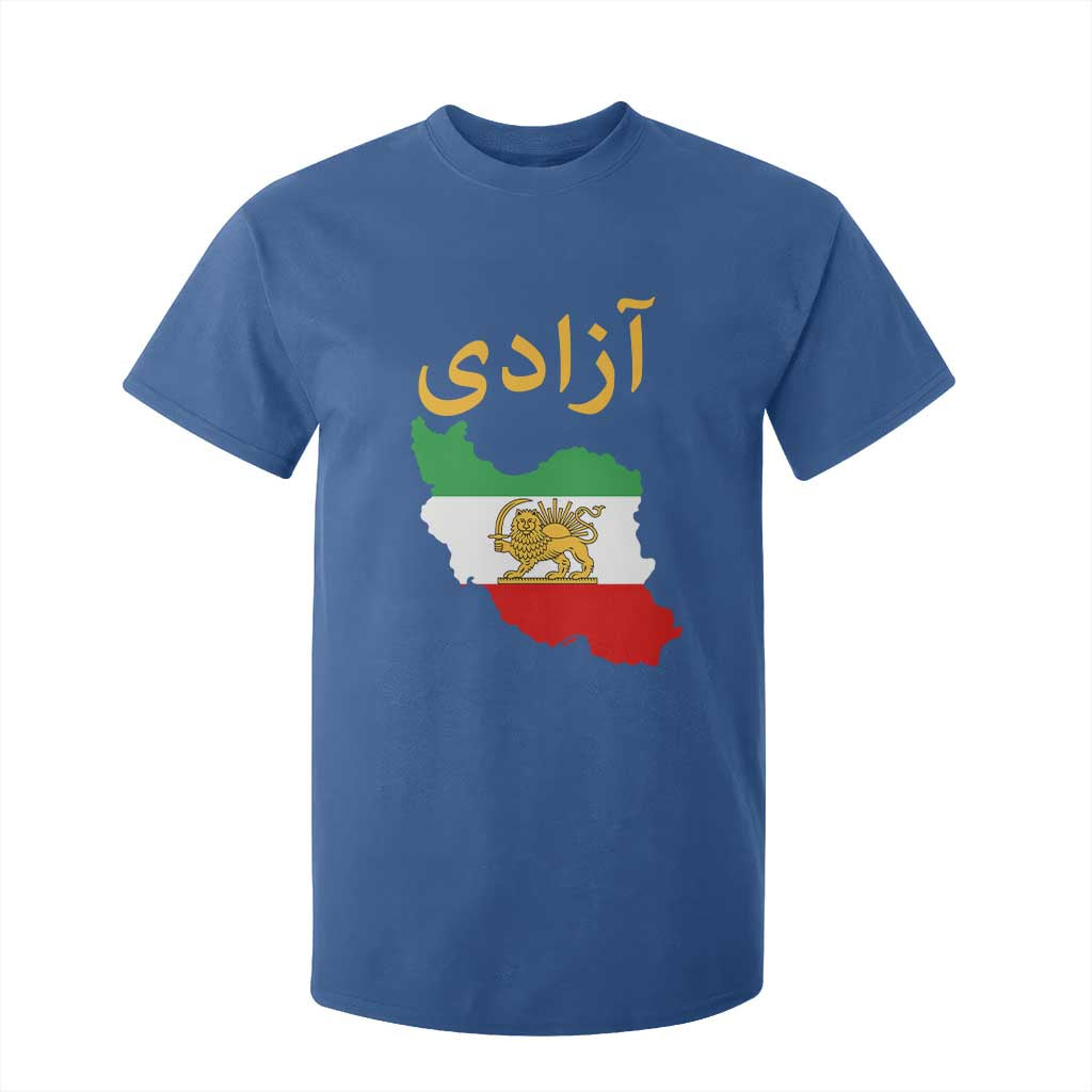 Freedom Iran Sun and Lion Flag T Shirt For Kid Free Iranian Revolution 2026 TS02 Royal Blue Print Your Wear