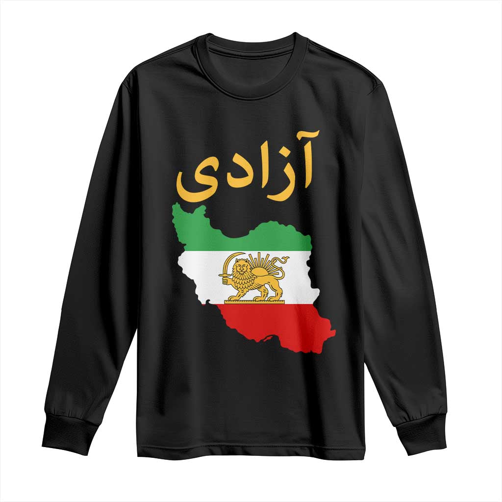 Freedom Iran Sun and Lion Flag Long Sleeve Shirt Free Iranian Revolution 2026 TS02 Black Print Your Wear