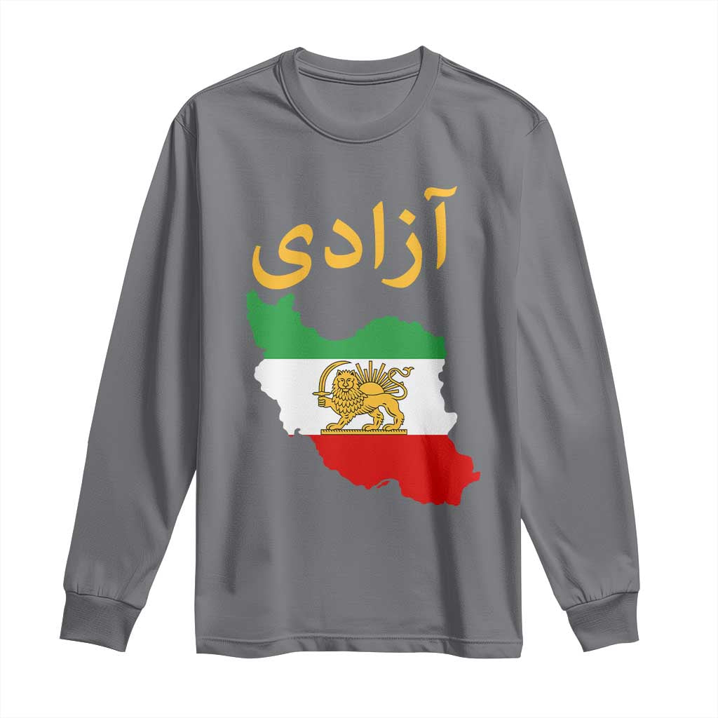 Freedom Iran Sun and Lion Flag Long Sleeve Shirt Free Iranian Revolution 2026 TS02 Charcoal Print Your Wear