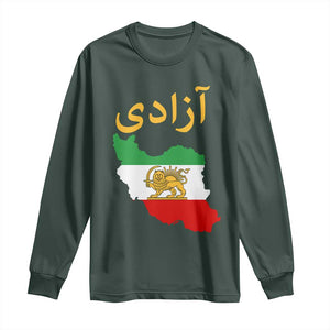 Freedom Iran Sun and Lion Flag Long Sleeve Shirt Free Iranian Revolution 2026 TS02 Dark Forest Green Print Your Wear