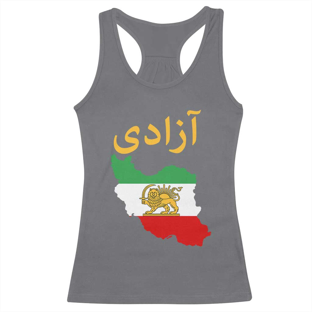 Freedom Iran Sun and Lion Flag Racerback Tank Top Free Iranian Revolution 2026 TS02 Charcoal Print Your Wear