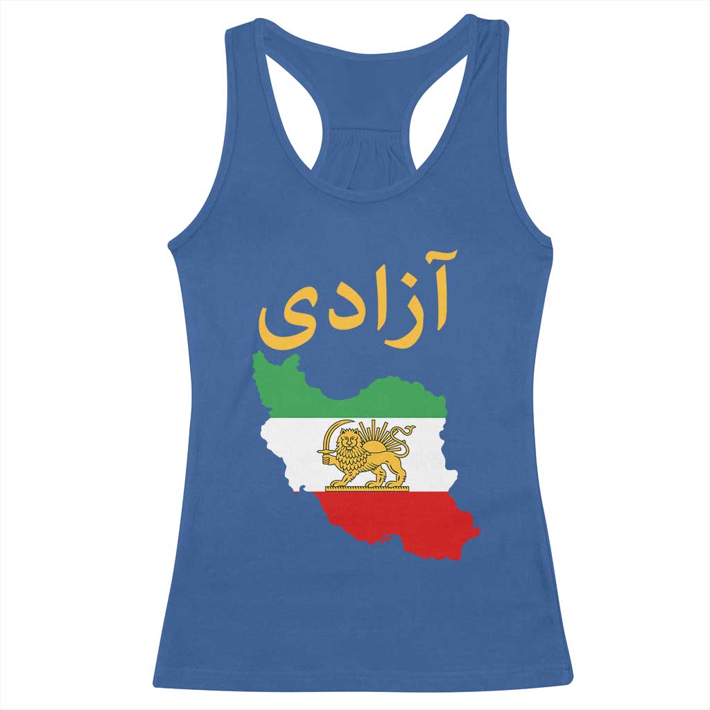 Freedom Iran Sun and Lion Flag Racerback Tank Top Free Iranian Revolution 2026 TS02 Royal Blue Print Your Wear