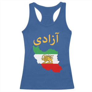 Freedom Iran Sun and Lion Flag Racerback Tank Top Free Iranian Revolution 2026 TS02 Royal Blue Print Your Wear