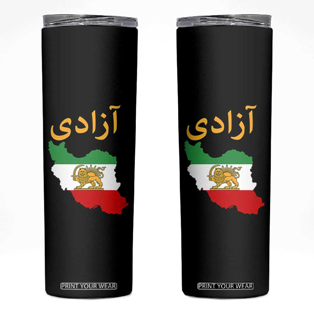 Freedom Iran Sun and Lion Flag Skinny Tumbler Free Iranian Revolution 2026 TS02 Black Print Your Wear