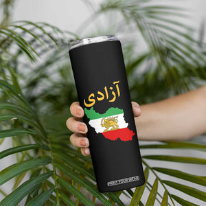 Freedom Iran Sun and Lion Flag Skinny Tumbler Free Iranian Revolution 2026 TS02 Print Your Wear