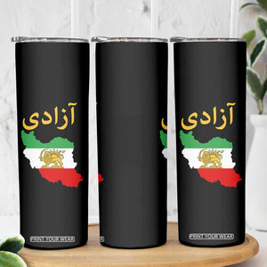 Freedom Iran Sun and Lion Flag Skinny Tumbler Free Iranian Revolution 2026 TS02 Print Your Wear
