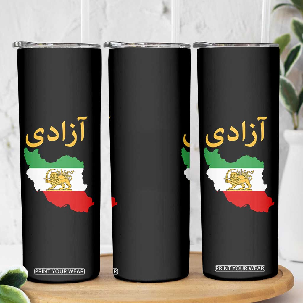 Freedom Iran Sun and Lion Flag Skinny Tumbler Free Iranian Revolution 2026 TS02 Print Your Wear