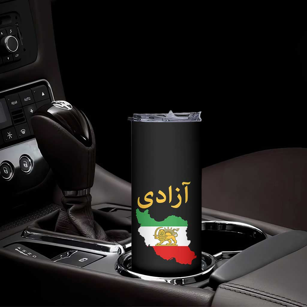 Freedom Iran Sun and Lion Flag Skinny Tumbler Free Iranian Revolution 2026 TS02 Print Your Wear