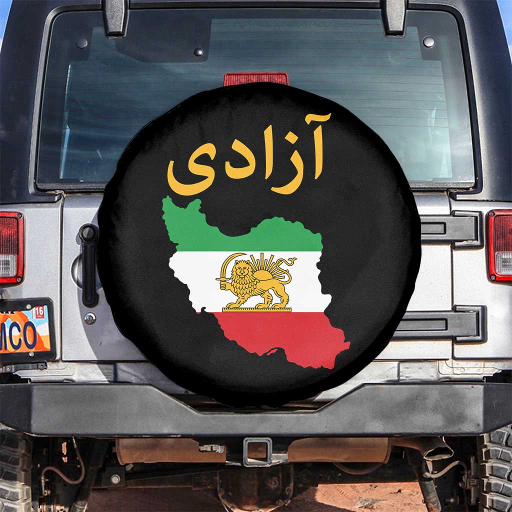 Freedom Iran Sun and Lion Flag Spare Tire Cover Free Iranian Revolution 2026 TS02 No hole Black Print Your Wear