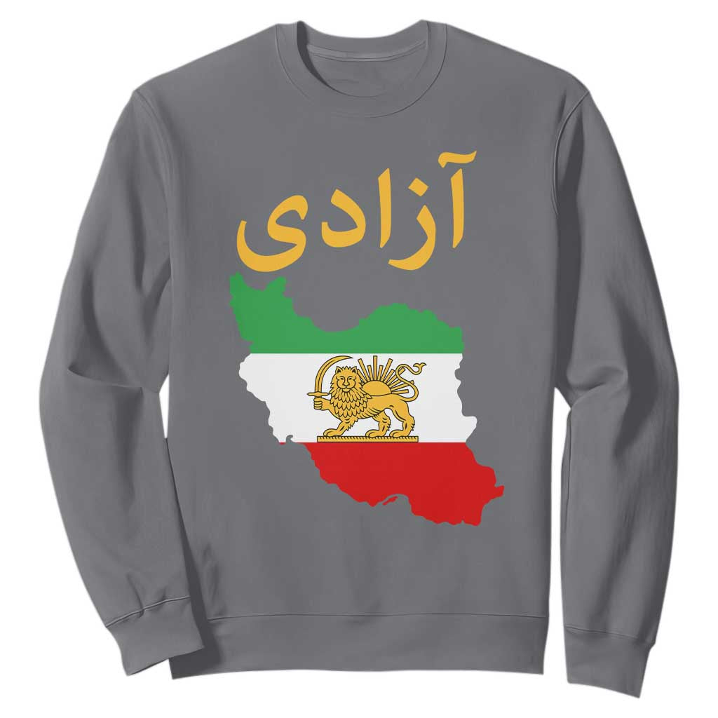 Freedom Iran Sun and Lion Flag Sweatshirt Free Iranian Revolution 2026 TS02 Charcoal Print Your Wear
