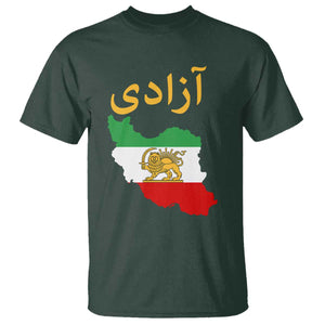 Freedom Iran Sun and Lion Flag T Shirt Free Iranian Revolution 2026 TS02 Dark Forest Green Print Your Wear