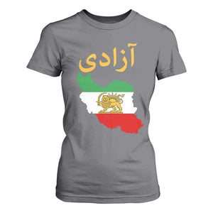 Freedom Iran Sun and Lion Flag T Shirt For Women Free Iranian Revolution 2026 TS02 Charcoal Print Your Wear
