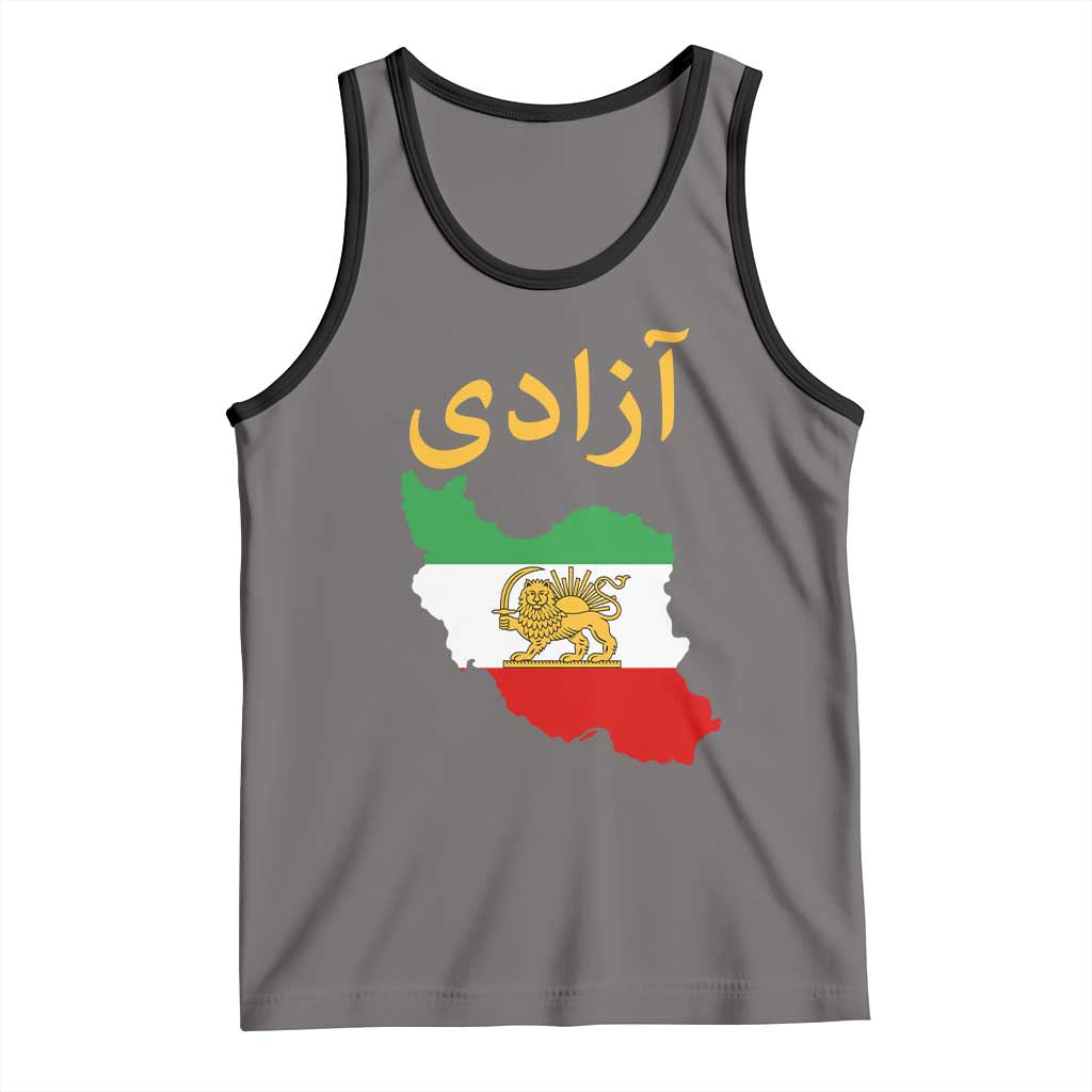 Freedom Iran Sun and Lion Flag Tank Top Free Iranian Revolution 2026 TS02 Deep Heather Black Print Your Wear
