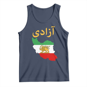 Freedom Iran Sun and Lion Flag Tank Top Free Iranian Revolution 2026 TS02 Navy Print Your Wear