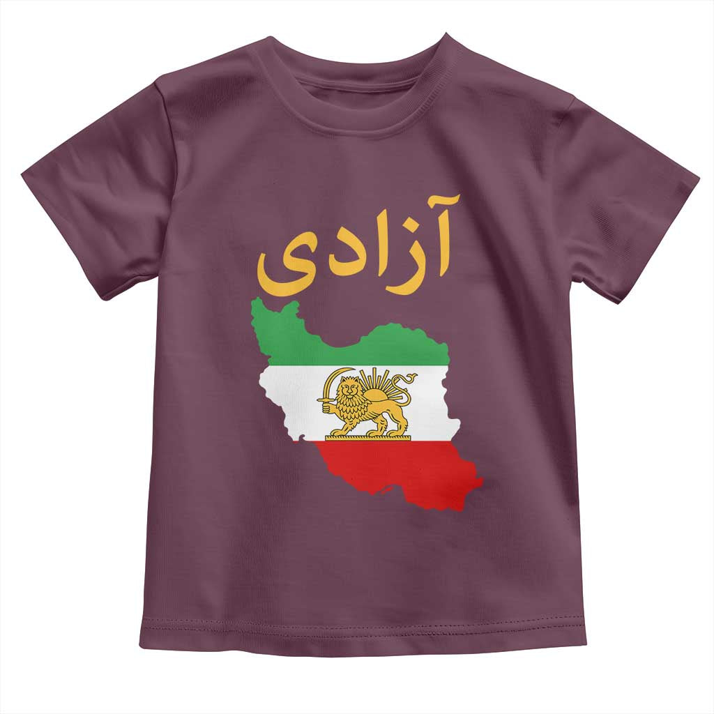 Freedom Iran Sun and Lion Flag Toddler T Shirt Free Iranian Revolution 2026 TS02 Maroon Print Your Wear