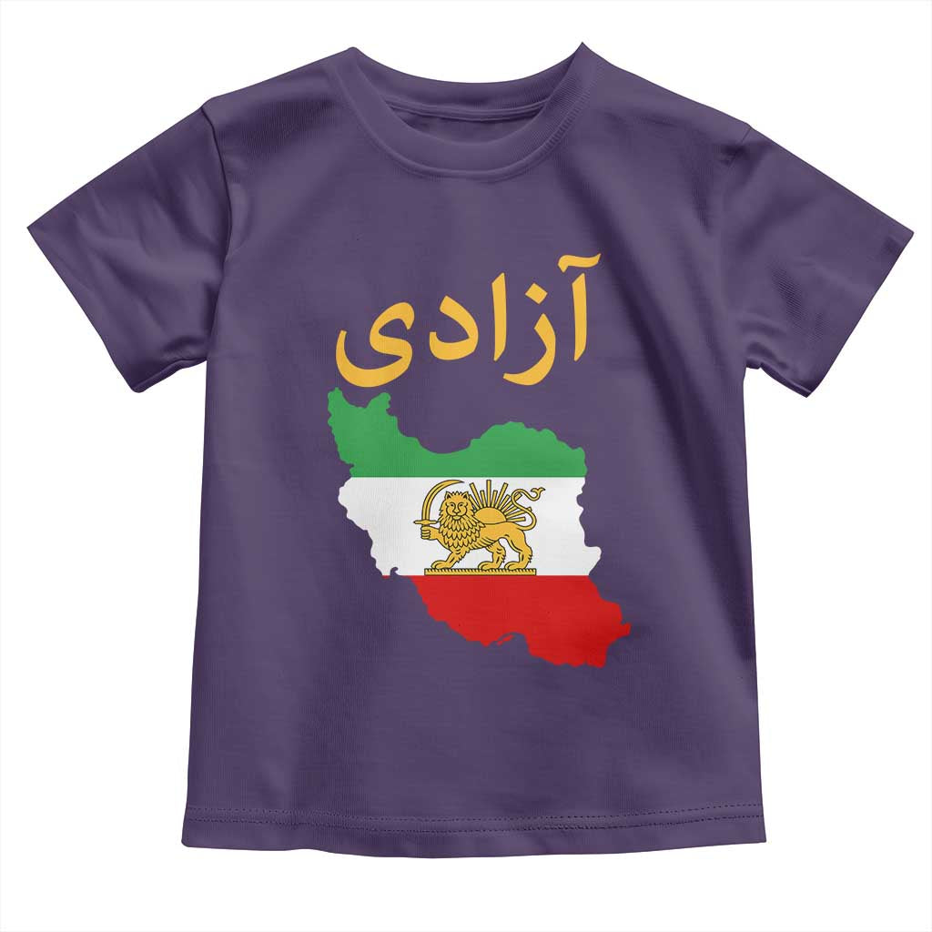Freedom Iran Sun and Lion Flag Toddler T Shirt Free Iranian Revolution 2026 TS02 Purple Print Your Wear