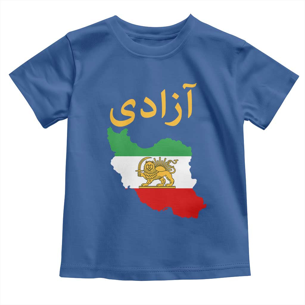 Freedom Iran Sun and Lion Flag Toddler T Shirt Free Iranian Revolution 2026 TS02 Royal Blue Print Your Wear
