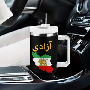 Freedom Iran Sun and Lion Flag Tumbler With Handle Free Iranian Revolution 2026 TS02 Print Your Wear