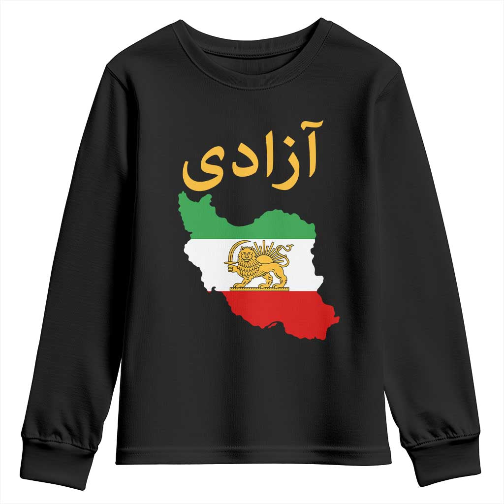 Freedom Iran Sun and Lion Flag Youth Sweatshirt Free Iranian Revolution 2026 TS02 Black Print Your Wear