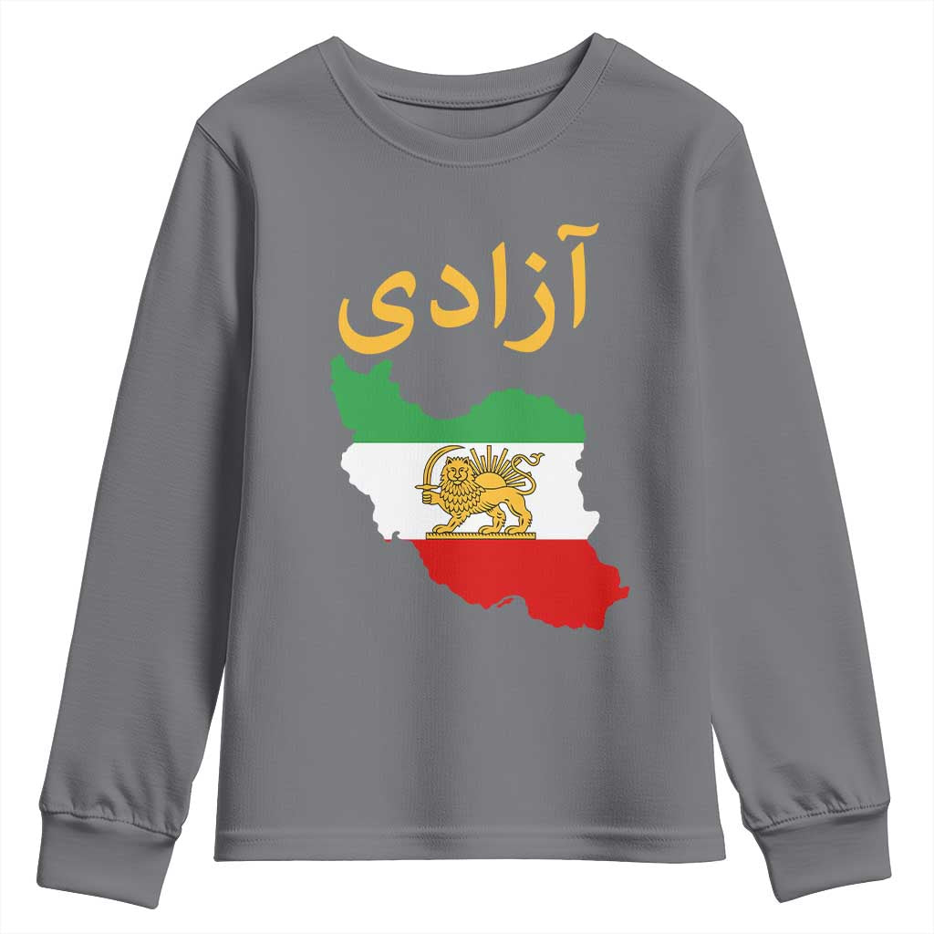 Freedom Iran Sun and Lion Flag Youth Sweatshirt Free Iranian Revolution 2026 TS02 Charcoal Print Your Wear