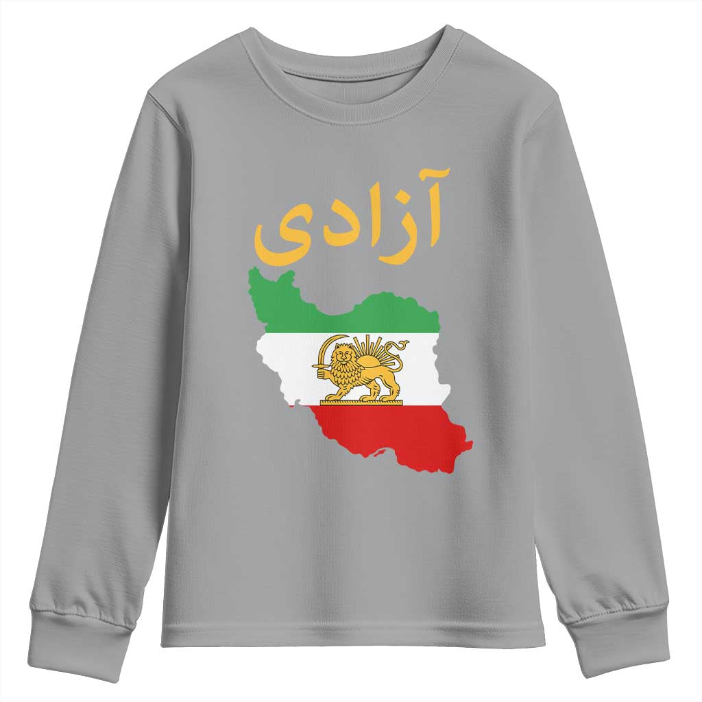 Freedom Iran Sun and Lion Flag Youth Sweatshirt Free Iranian Revolution 2026 TS02 Sport Gray Print Your Wear