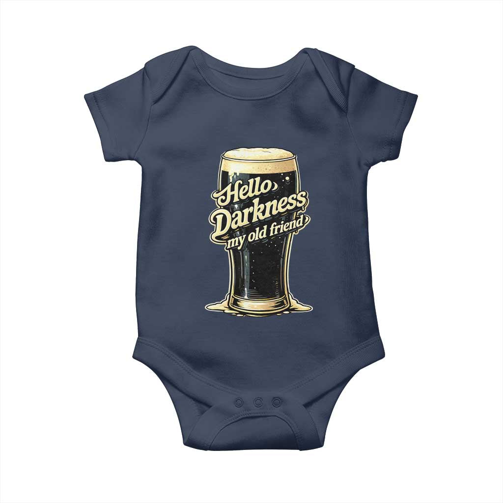 Hello Darkness My Old Friend Funny Stout Beer Baby Onesie Vintage Craft Brew Lovers TS02 Navy Print Your Wear