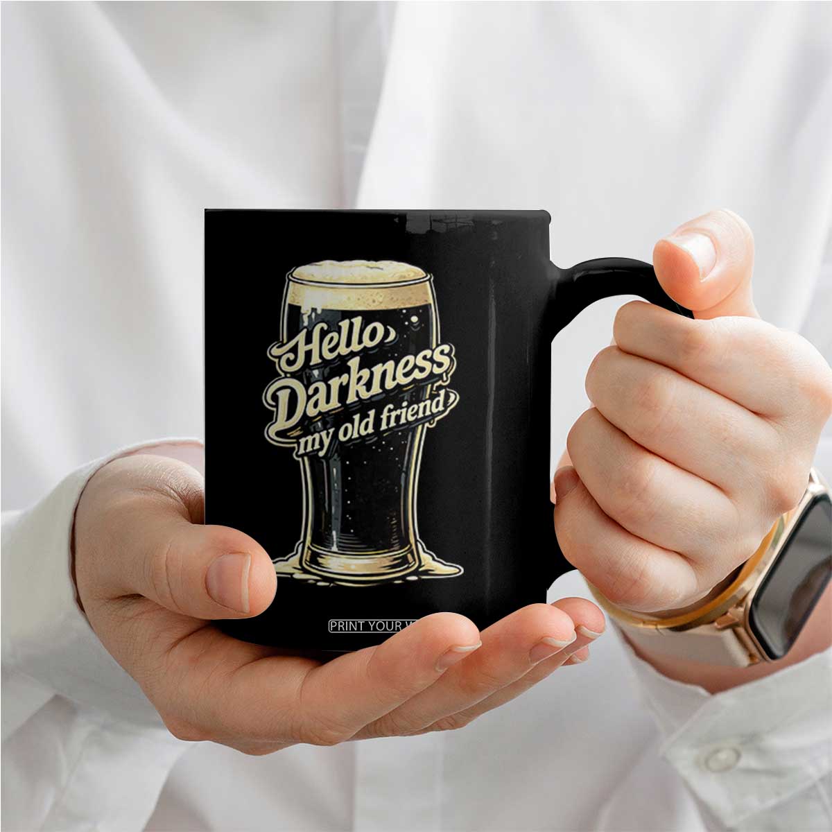 Hello Darkness My Old Friend Funny Stout Beer Coffee Mug Vintage Craft Brew Lovers TS02 Print Your Wear
