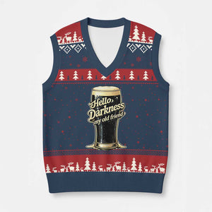 Hello Darkness My Old Friend Funny Stout Beer V-Neck Knit Sweater Vest Vintage Craft Brew Lovers TS02 Navy Red Print Your Wear