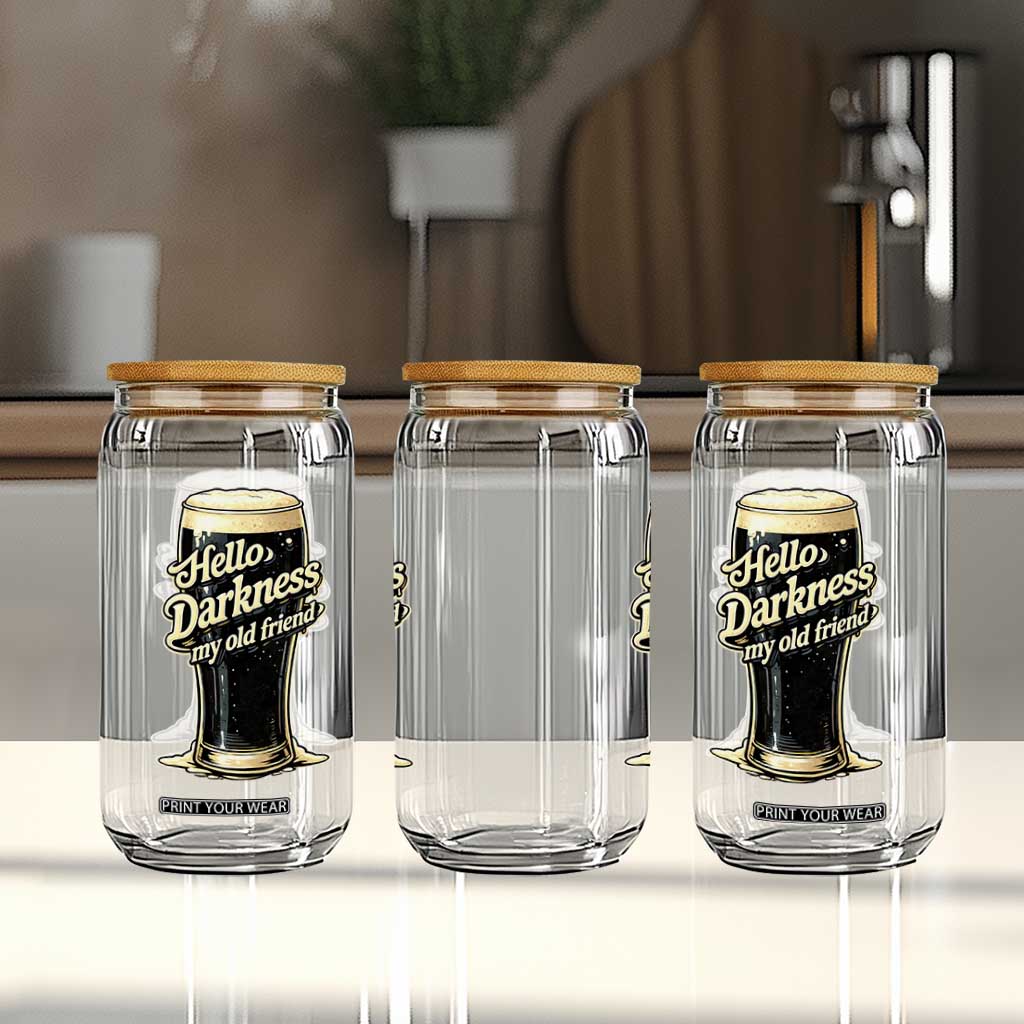 Hello Darkness My Old Friend Funny Stout Beer Glass Can Vintage Craft Brew Lovers TS02 Print Your Wear