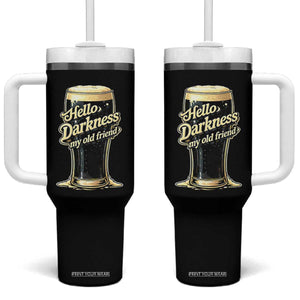 Hello Darkness My Old Friend Funny Stout Beer Tumbler With Handle Vintage Craft Brew Lovers TS02 One Size: 40 oz Black Print Your Wear