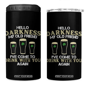 Hello Darkness My Old Friend Funny Irish Stout Beer 4 in 1 Can Cooler Tumbler St. Patrick’s Day Drinking Humor Craft Brew Lovers TS02 One Size: 16 oz Black Print Your Wear