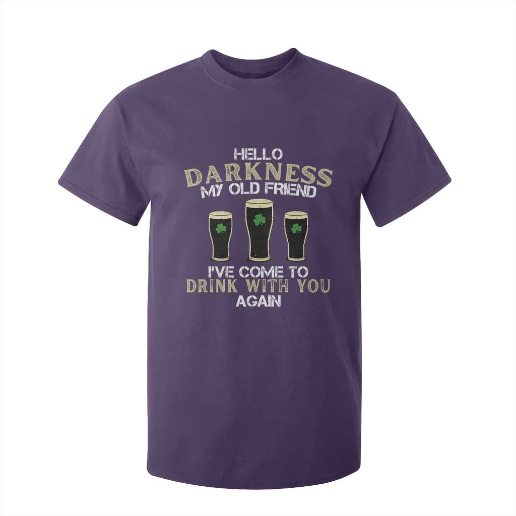 Hello Darkness My Old Friend Funny Irish Stout Beer T Shirt For Kid St. Patrick’s Day Drinking Humor Craft Brew Lovers TS02 Purple Print Your Wear