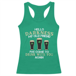 Hello Darkness My Old Friend Funny Irish Stout Beer Racerback Tank Top St. Patrick’s Day Drinking Humor Craft Brew Lovers TS02 Irish Green Print Your Wear