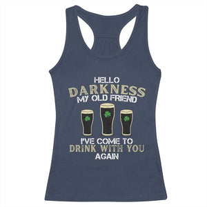 Hello Darkness My Old Friend Funny Irish Stout Beer Racerback Tank Top St. Patrick’s Day Drinking Humor Craft Brew Lovers TS02 Navy Print Your Wear