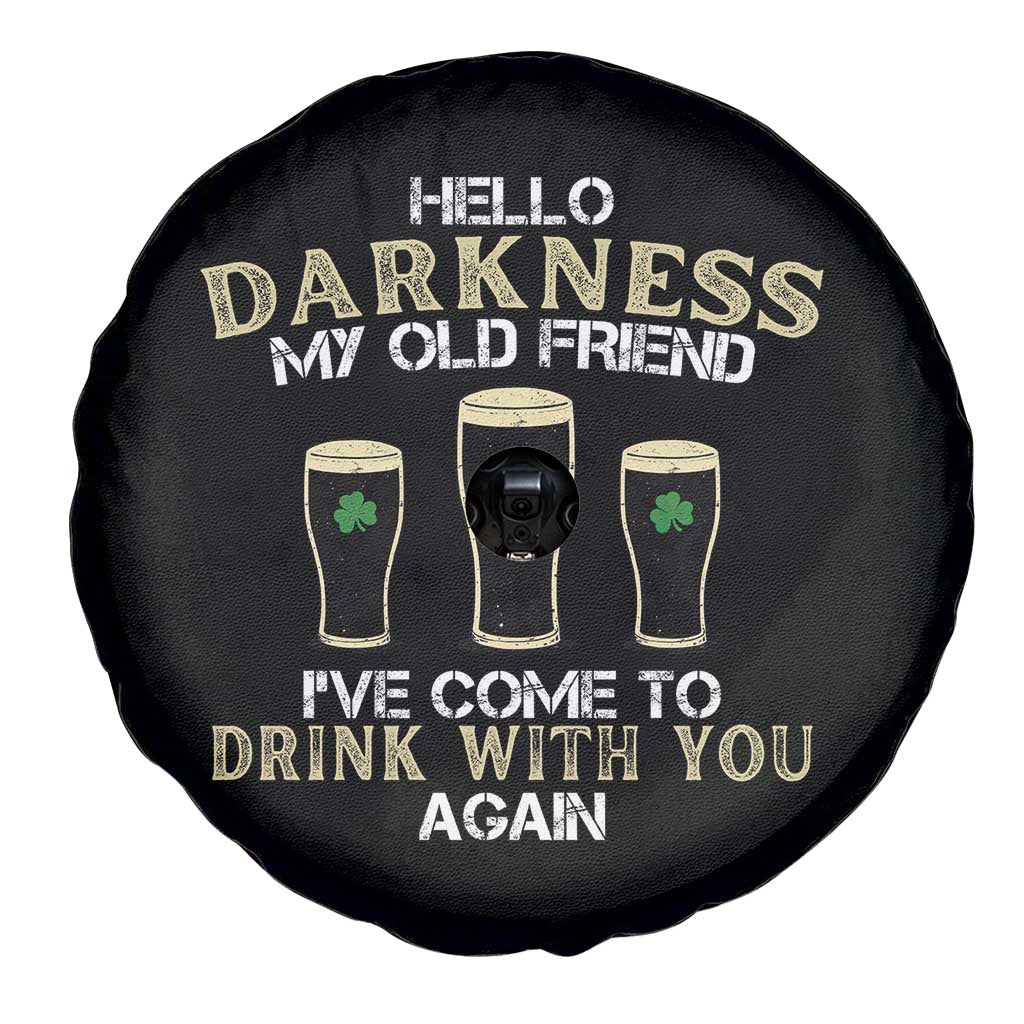 Hello Darkness My Old Friend Funny Irish Stout Beer Spare Tire Cover St. Patrick’s Day Drinking Humor Craft Brew Lovers TS02 Print Your Wear